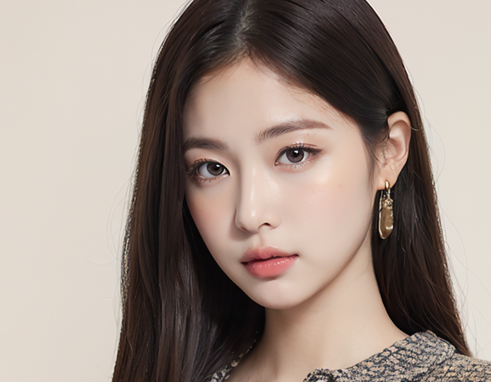 깨끗하고 맑은 피부를 가진 여성 이미지