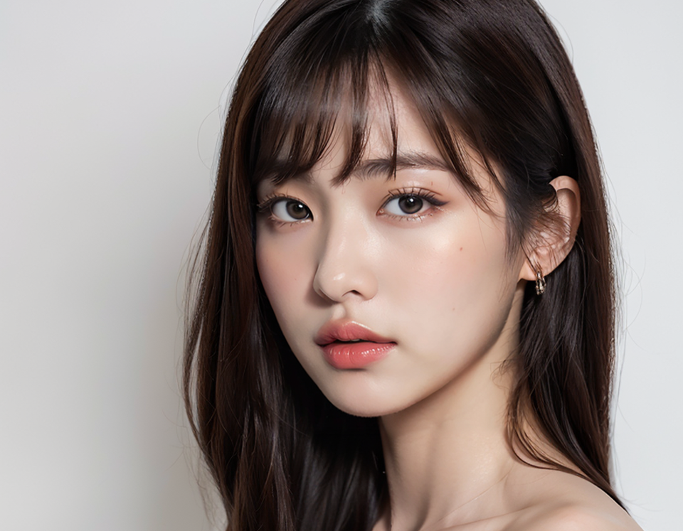 깨끗하고 맑은 피부를 가진 여성 이미지
