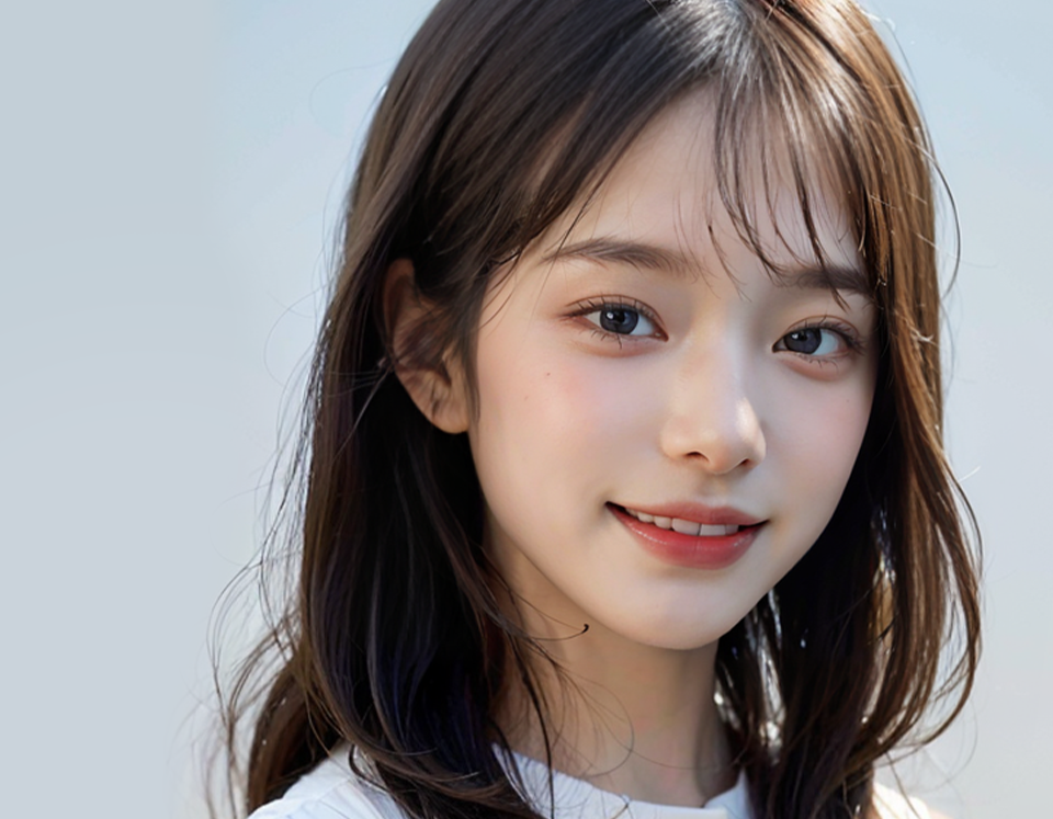 깨끗하고 맑은 피부를 가진 여성 이미지