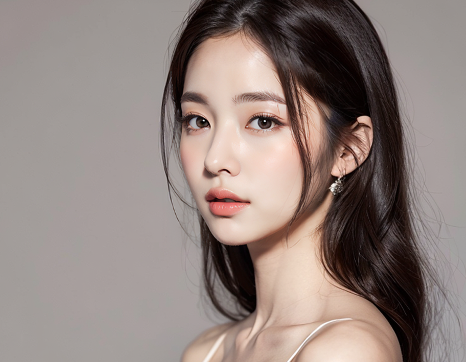 깨끗하고 맑은 피부를 가진 여성 이미지